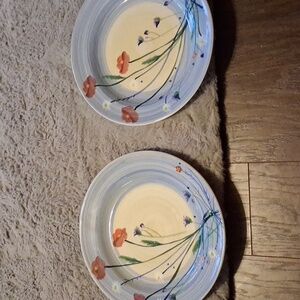 HARTSTONE POTTERY Dinner STONEWARE PLATE Prairie Flower X2